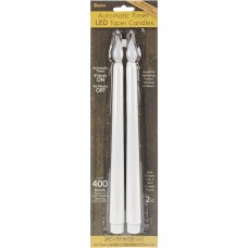 LED Taper Candle with Timer - White - 11 inches - 2 pieces   554385322